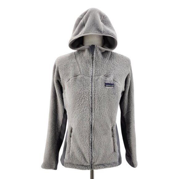 Patagonia Womens Small Jacket R3 Hi-Loft Hoody Fleece Gray Zipper Hoodie Jacket